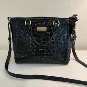Brahmin Black Crocodile Embossed Handbag